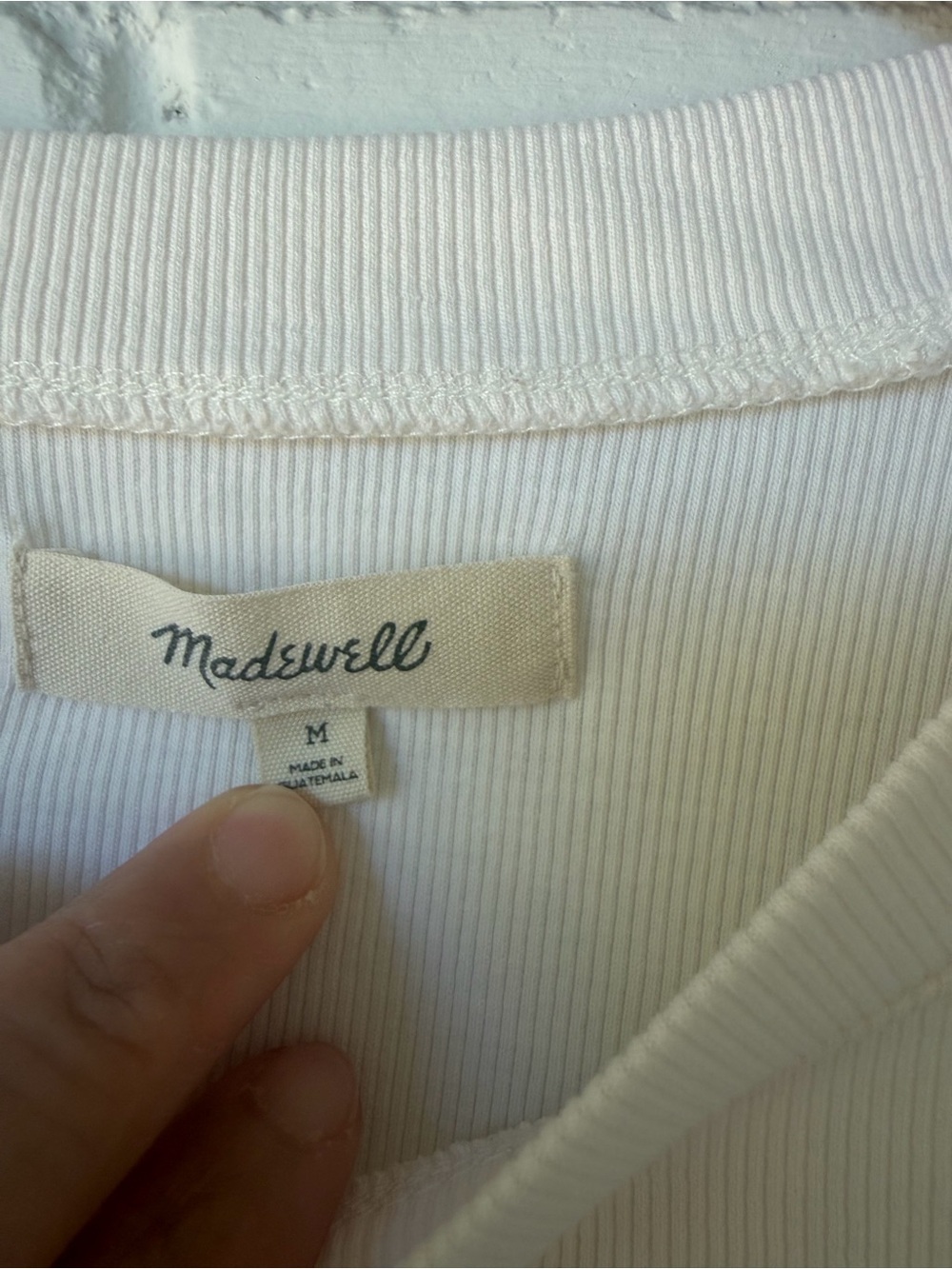 Madewell Ribbed Short Sleeve Crewneck Baby Tee - Cream / White - Picture 2 of 4